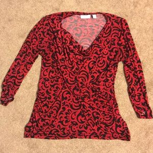 Red and black 3/4 silky shirt